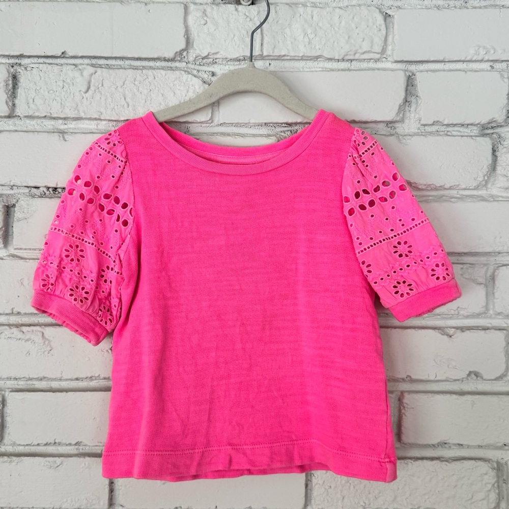 Lilly Pulitzer Bright Pink Eyelet Sleeve Tee